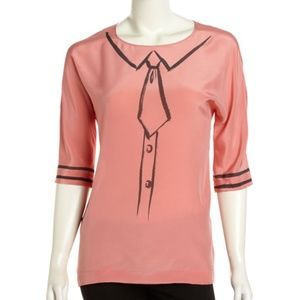 Moschino Cheap & Chic sketch-print silk top XS